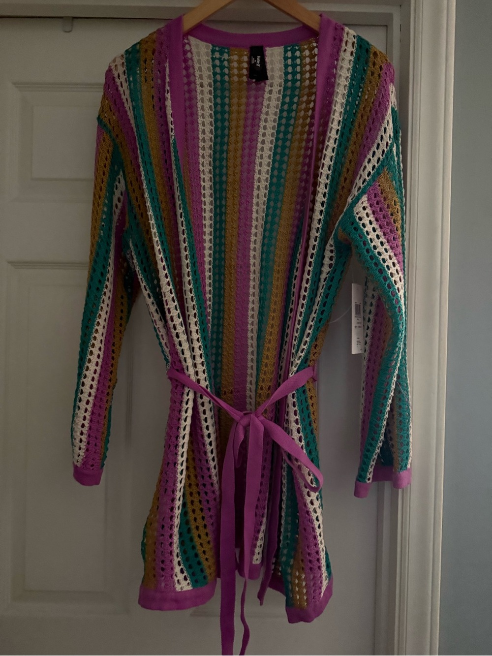 🆕 Hurley Striped Crochet Robe Cover-Up M/L - Picture 3 of 8